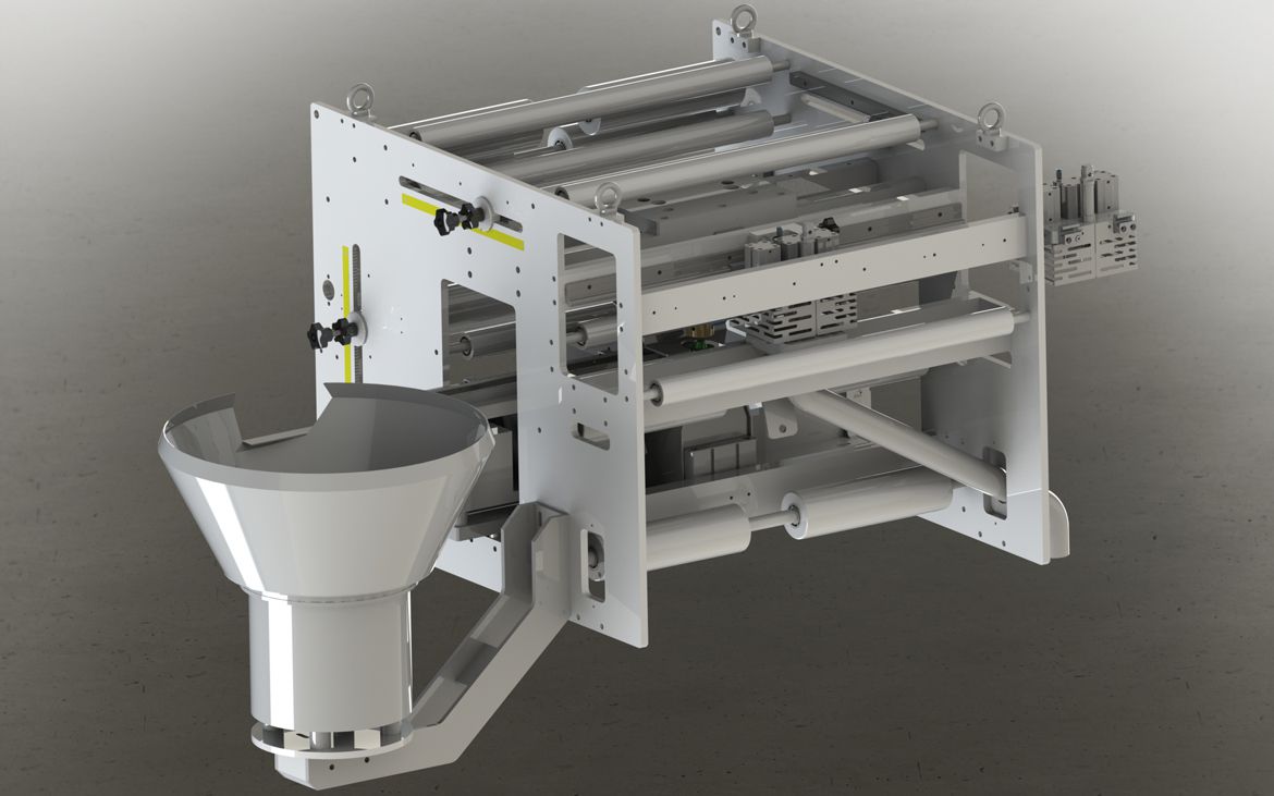 Applicatore tappi per buste con polveri e liquidi | Landotech